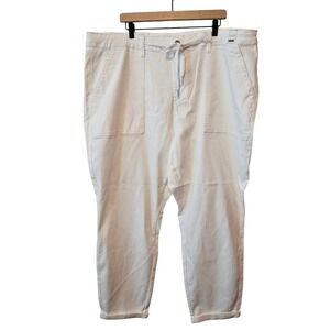 Judy Blue White High Waist Drawstring Utility Pants White Plus Size 24W Casual